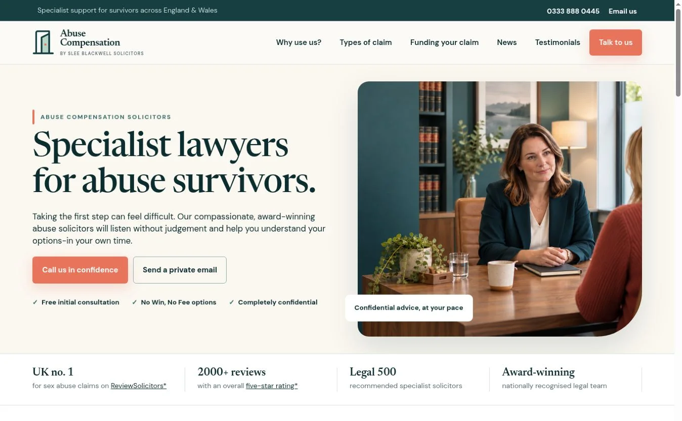 Abuse Compensation website preview