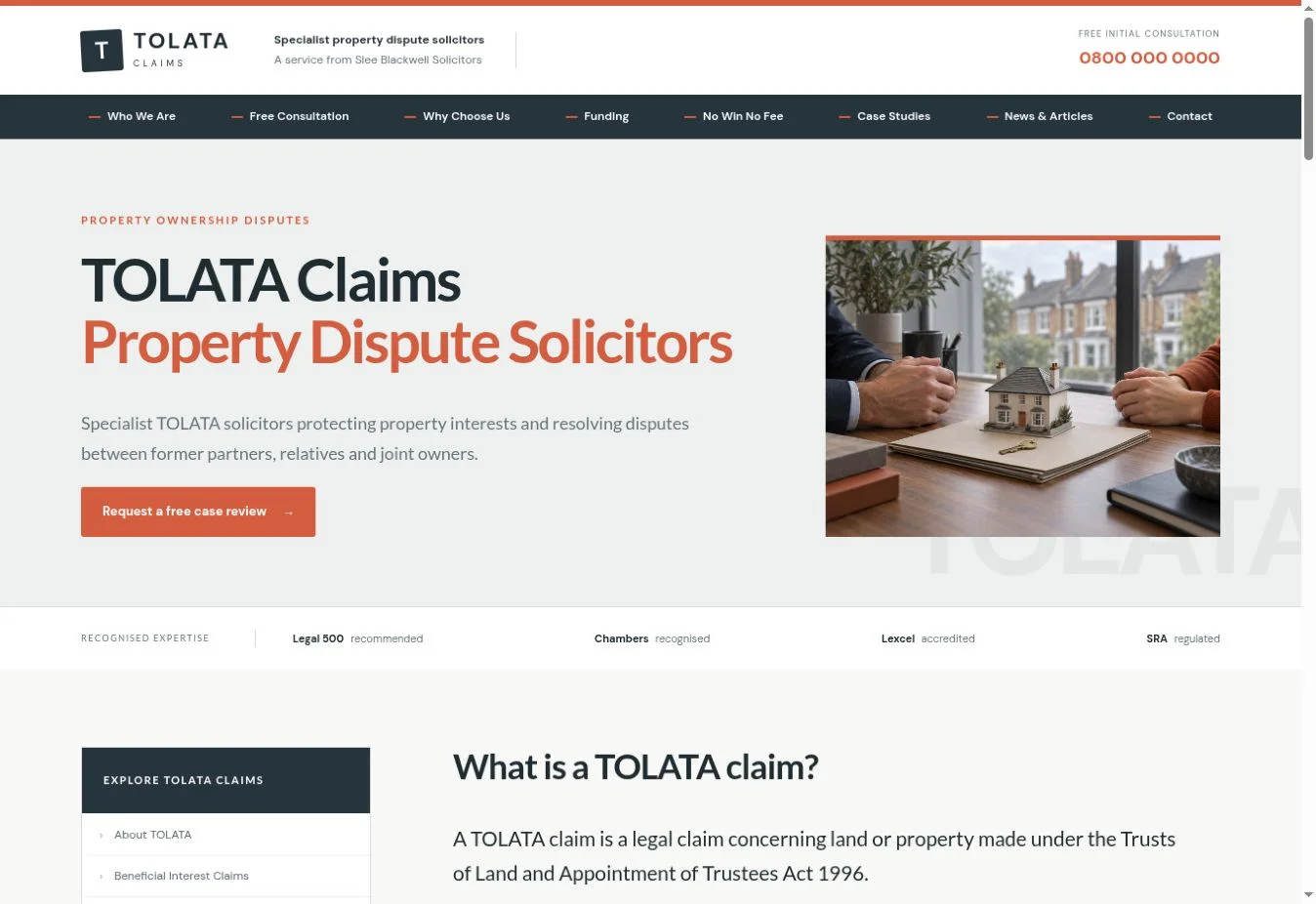 TOLATA Claims website preview